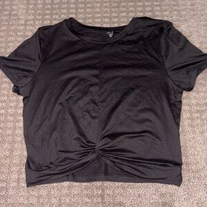H&M Black Crop Tie Front T-Shirt